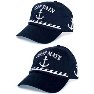 Captain First Mate Dad Hat Retro Anchor Boating Cap Embroidered Ship Navy Party